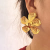 Wholesale Women's Vintage Natural Style Exaggerated Personality Irregular Stainless Steel Geometric Flower Earrings With Electroplating