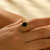 Wholesale Women's Vintage Natural Tiger Eye Stainless Steel Geometric Open Ring With Electroplating
