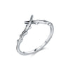 Wholesale Women's Vintage Old Cross Olive Branch Leaf Artistic Ring S925 Silver Electroplated