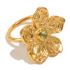 Wholesale Women's Vintage Personality Floral Stainless Steel 18K Goldplated Ring Jewelry