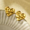 Wholesale Women's Vintage Pleated Water Ripple Heart Shape Titanium Steel Electroplated Earrings