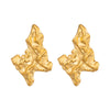 Wholesale Women's Vintage Retro Natural Minimalist Pleated Irregular Stainless Steel Vacuum Gold Plated Earrings