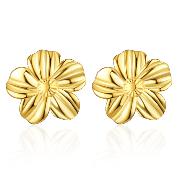 Wholesale Women's Vintage S925 Sterling Silver Three Dimensional Flower Earrings With Electroplating