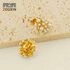 Wholesale Women's Vintage Simple Natural 316L Stainless Steel 18K Gold Plated Sunflower Pearl Earrings