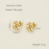 Wholesale Women's Vintage Simple Natural 316L Stainless Steel 18K Gold Plated Sunflower Pearl Earrings