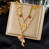 Wholesale Women's Vintage Stacking Gold Plated Stainless Steel Flat Cross Chain Necklace With Eye And Portrait Pendant