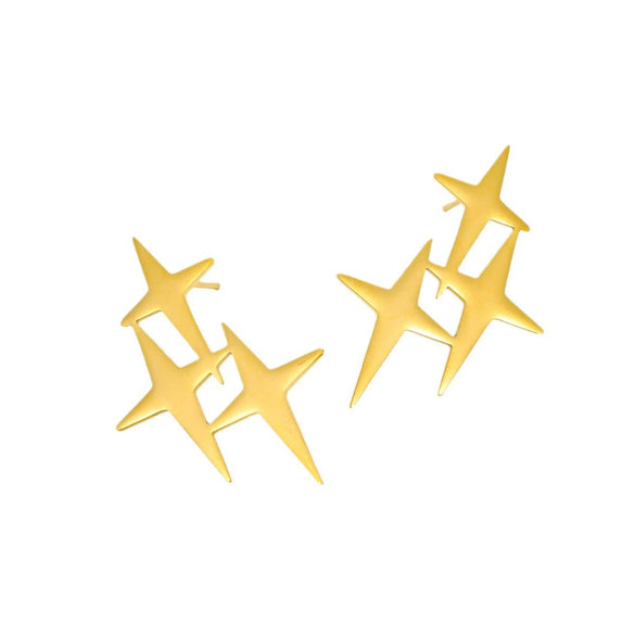 Wholesale Women's Vintage Stainless Steel And 18K Electroplated Cross Star Earrings