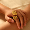 Wholesale Women's Vintage Stainless Steel Finger Ring With Geometric And Flower Patterns And Electroplating Design
