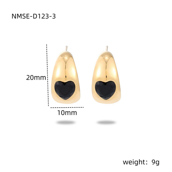 Wholesale Women's Vintage Stainless Steel Heart Shaped Electroplated Earrings