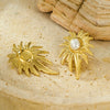 Wholesale Women's Vintage Stainless Steel Irregular Leaf Flowers Electroplated Earrings