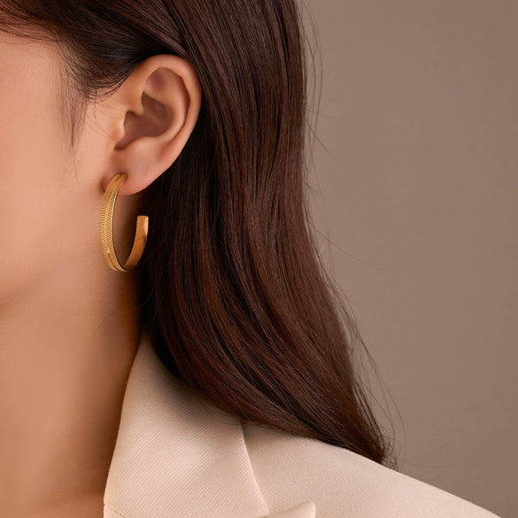 Wholesale Women's Vintage Stainless Steel 18K Gold Electroplated Cshaped Geometric Earrings