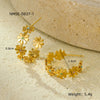 Wholesale Women's Vintage Stainless Steel 18K Goldplated Cshaped Petal Zirconinlaid Earrings