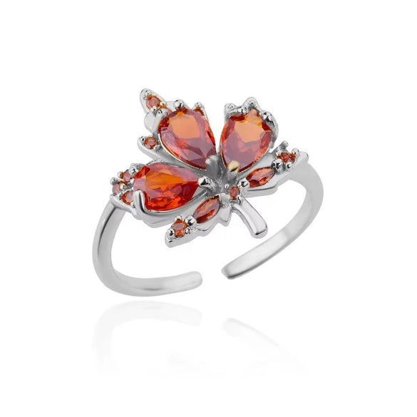 Wholesale Women's Vintage Style Copper Leaf Microinlaid Zircon Electroplated Ring