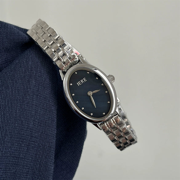 Wholesale Women's Vintage Style Oval Motherofpearl Dial Steel Band Watch With Alloy Case And Stainless Steel Buckle