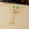 Wholesale Women's Vintage Style Stainless Steel Electroplated Jewelry Set With Heart Water Drop And Bell Patterns Earrings Necklaces And Bracelets