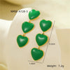 Wholesale Women's Vintage Style Stainless Steel Love Oil Drop Tassel Peach Heart Earrings 18K Gold Plated