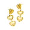 Wholesale Women's Vintage Style Threelayer Edge Love Tassel Earrings 18K Goldplated Stainless Steel Electroplated