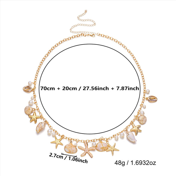 Wholesale Women's Vintage Tassel Faux Pearl Starfish Zinc Alloy Waist Chain