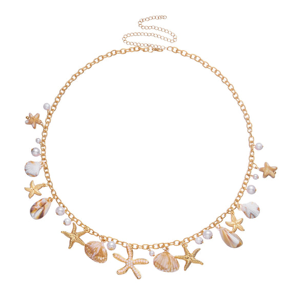 Wholesale Women's Vintage Tassel Faux Pearl Starfish Zinc Alloy Waist Chain