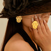 Wholesale Women's Vintage 316L Stainless Steel Dripping Oil Geometric Chrysanthemum Earrings With Electroplating