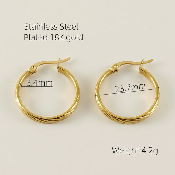 Wholesale Women's Vintage 316L Stainless Steel Geometric Earrings With 18K Gold Electroplating