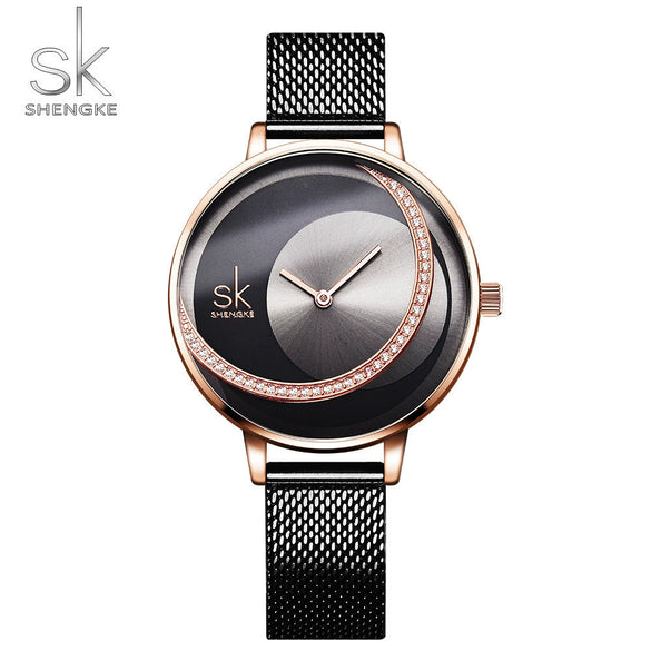 Wholesale Women's Watch Alloy Rose Gold Mesh Belt Sun Pattern Waterproof