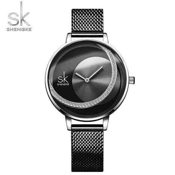 Wholesale Women's Watch Alloy Rose Gold Mesh Belt Sun Pattern Waterproof