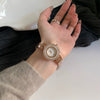 Wholesale Women's Watch With Diamondencrusted Motherofpearl Face Stainless Steel Band Alloy Strap Round Dial Metal Case