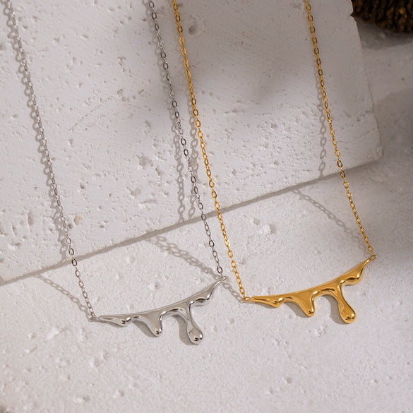 Wholesale Women's Waterdrop Irregular Pendant Necklace With 18K Real Gold Pvd Vacuum Plating In Casual Style