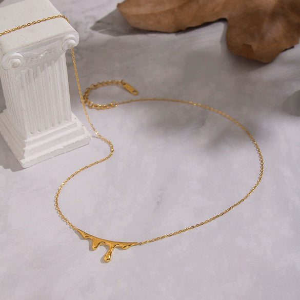 Wholesale Women's Waterdrop Irregular Pendant Necklace With 18K Real Gold Pvd Vacuum Plating In Casual Style