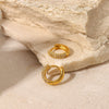 Wholesale Women's Whitegreen Zircon Earrings In Geometric Pattern 18K Gold Plated Stainless Steel With Electroplating