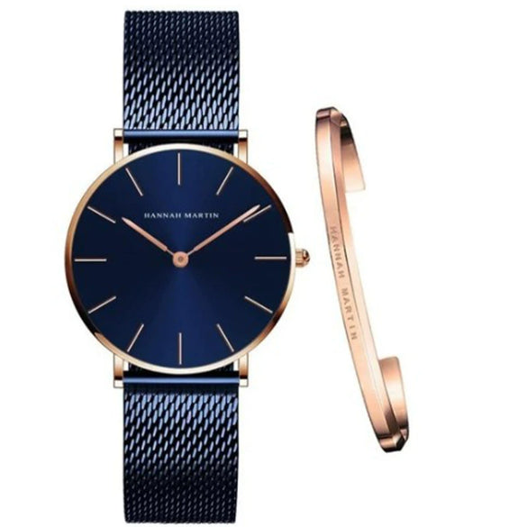 Wholesale Women's Woven Mesh Strap Waterproof Quartz Watch With Alloy Case And Mineral Reinforced Glass Mirror Round Dial