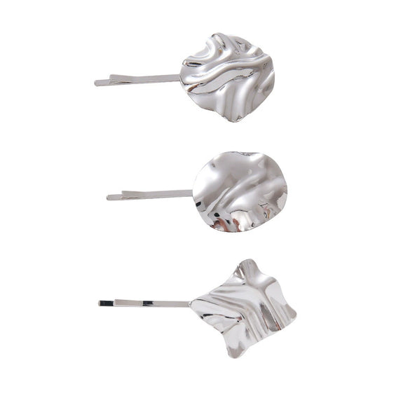 Wholesale Women's Zinc Alloy And Alloy Hairpin With Geometric Design And Electroplating Process Oval Shape Pleated And Pit Surface Style