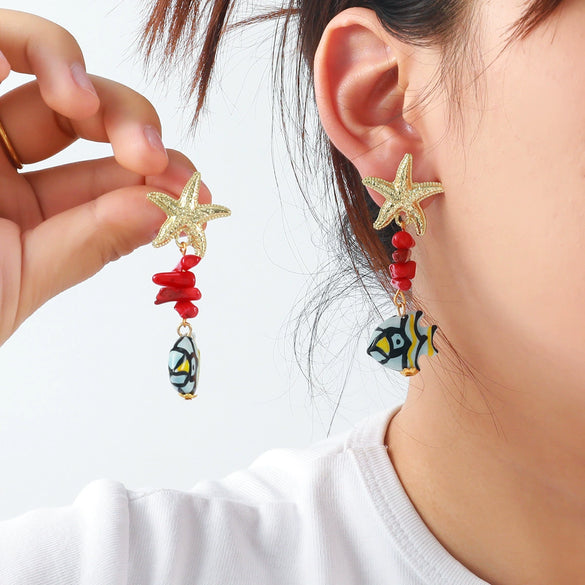 Wholesale Women's Zinc Alloy Animal Zodiac Style Electroplated Earrings