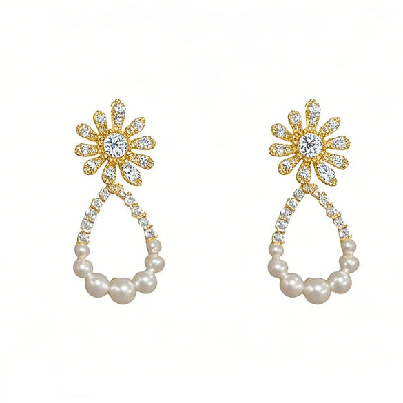 Wholesale Women's Zinc Alloy Electroplated Flower Drop Shape Earrings