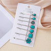 Wholesale Women's Zinc Alloy Electroplated Water Drops Flower Shaped Hair Clip Turquoise Hair Accessories