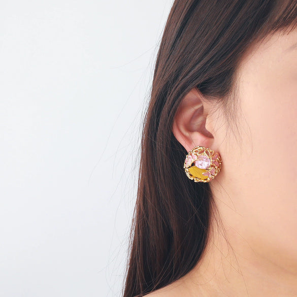 Wholesale Women's Zinc Alloy Fashion French Enamel Animal Geometric Pattern Diamond Set Butterfly Earrings