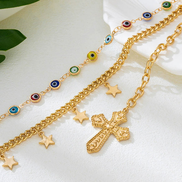 Wholesale Women's Zinc Alloy Fivepointed Star Pendant Tassel Street Punk Waist Chain