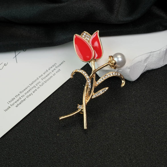 Wholesale Women's Zinc Alloy Flower Shaped Electroplated Brooch Accessories