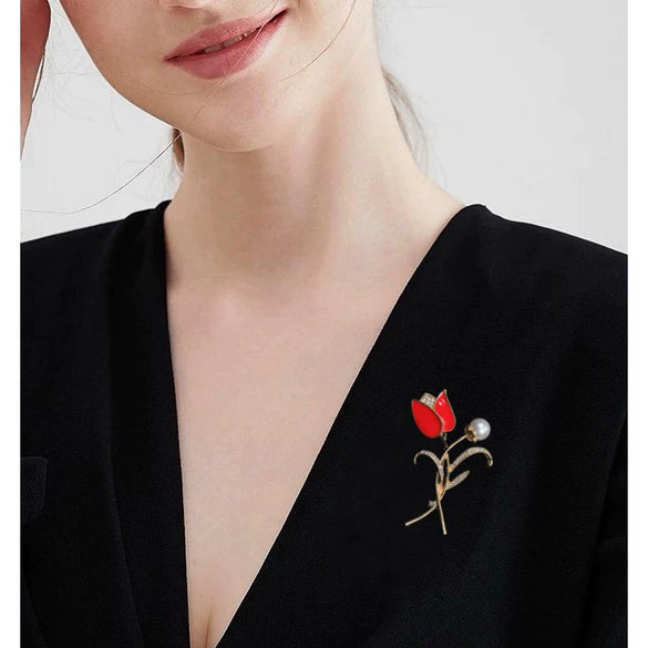 Wholesale Women's Zinc Alloy Flower Shaped Electroplated Brooch Accessories