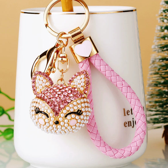 Wholesale Women's Zinc Alloy Fox Head Car Keychain And Bag Pendant Cute Creative Cartoon Animation Design