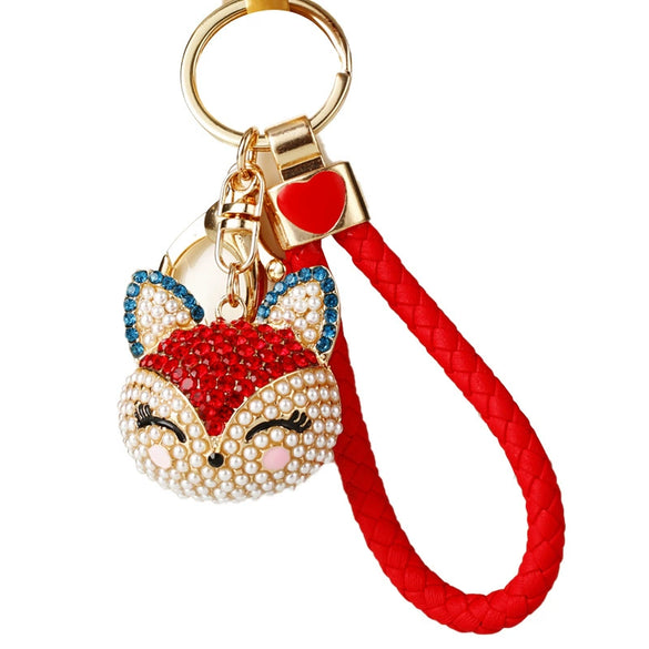 Wholesale Women's Zinc Alloy Fox Head Car Keychain And Bag Pendant Cute Creative Cartoon Animation Design