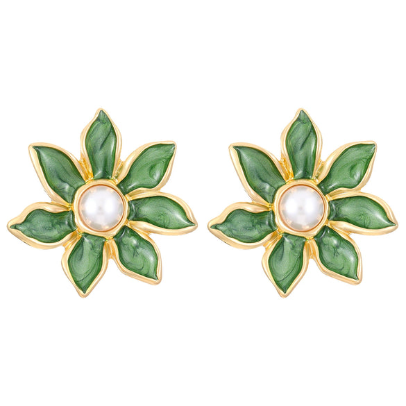 Wholesale Women's Zinc Alloy Fresh Style Oil Dropping Flower Earrings