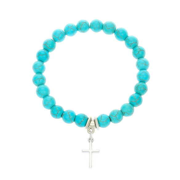 Wholesale Women's Zinc Alloy Geometric Beaded Cross Bracelet With Electroplating Jewelry