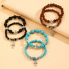 Wholesale Women's Zinc Alloy Geometric Beaded Cross Bracelet With Electroplating Jewelry