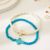 Wholesale Women's Zinc Alloy Geometric Beaded Cross Bracelet With Electroplating Jewelry