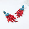 Wholesale Women's Zinc Alloy Geometric Earrings With Red Branch Tassel Light Luxury Style Electroplating