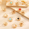 Wholesale Women's Zinc Alloy Geometric Electroplated Cring Earrings With Natural Stone Pearls