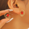 Wholesale Women's Zinc Alloy Geometric Electroplated Cring Earrings With Natural Stone Pearls