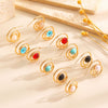 Wholesale Women's Zinc Alloy Geometric Electroplated Cring Earrings With Natural Stone Pearls